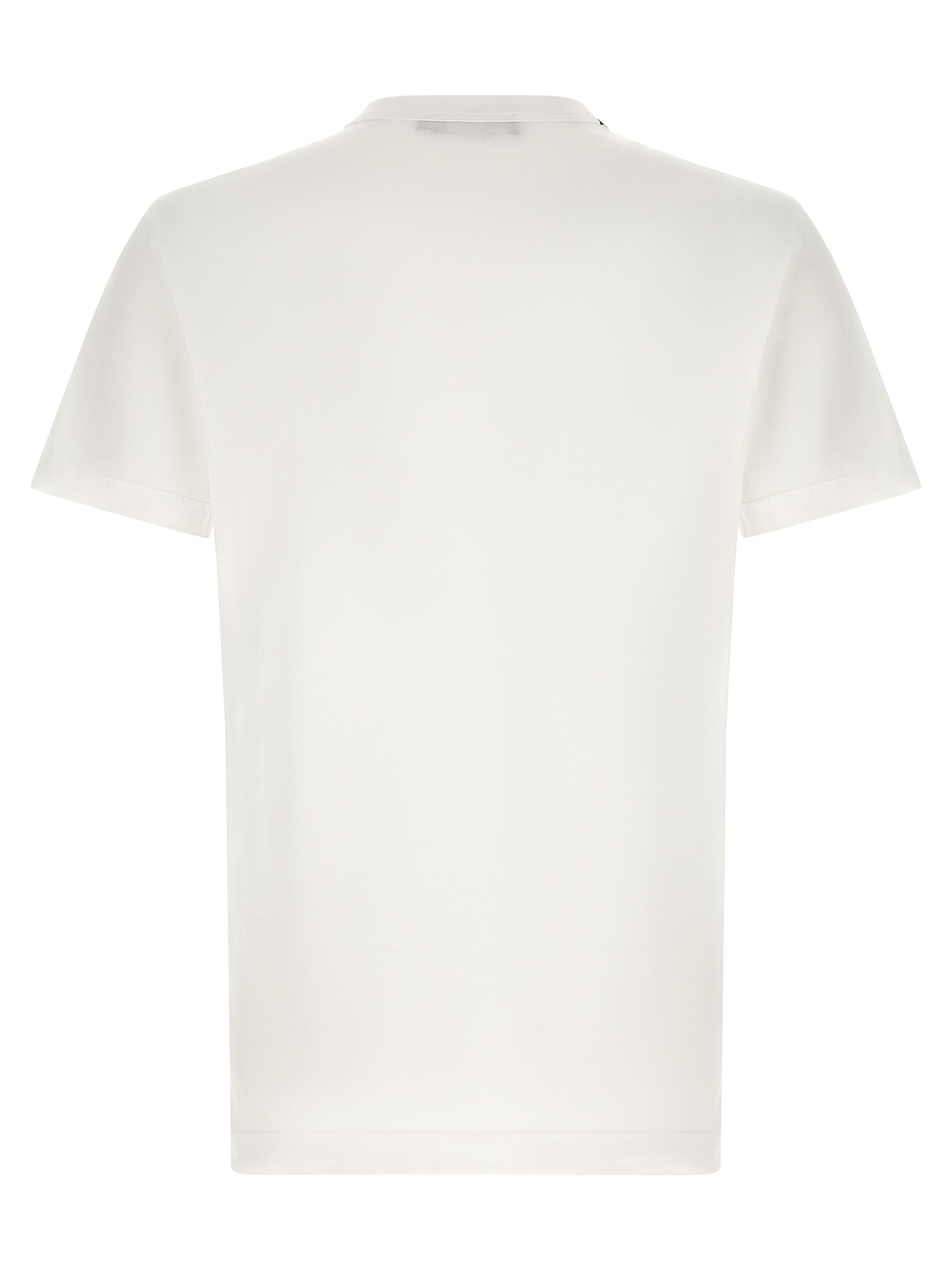T-shirt blanc en coton de Dolce & Gabbana, style décontracté, vue frontale, logo Dolce & Gabbana visible, tissu doux et confortable