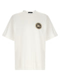 T-shirt blanc en coton de la marque Dolce & Gabbana, coupe classique et logo discret visible sur le devant.