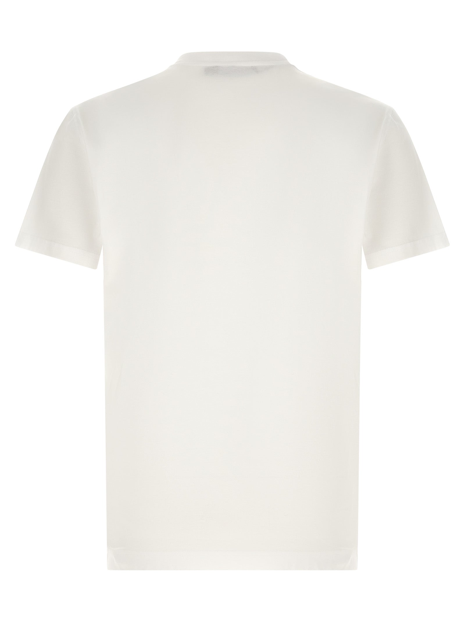 T-shirt blanc en coton de Dolce & Gabbana, style décontracté, avec logo discret sur la poitrine, porté par un mannequin.