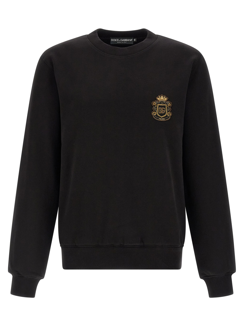 Sweat-shirt en coton noir de Dolce & Gabbana, style décontracté, avec logo de la marque visible sur le devant.