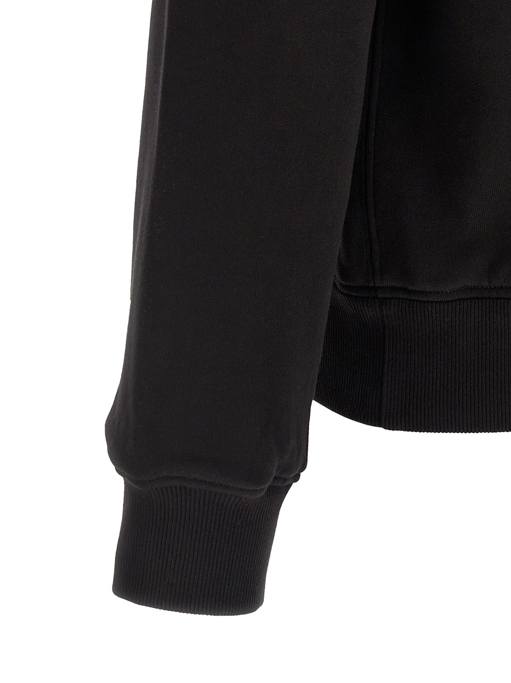 Sweat-shirt noir en coton de Dolce & Gabbana avec logo discret, porté sur un mannequin.