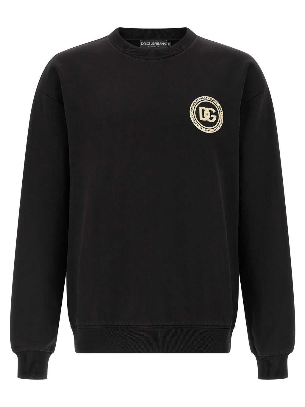 Sweatshirt noire en coton de Dolce & Gabbana, vêtement décontracté avec logo de la marque, vue de face.