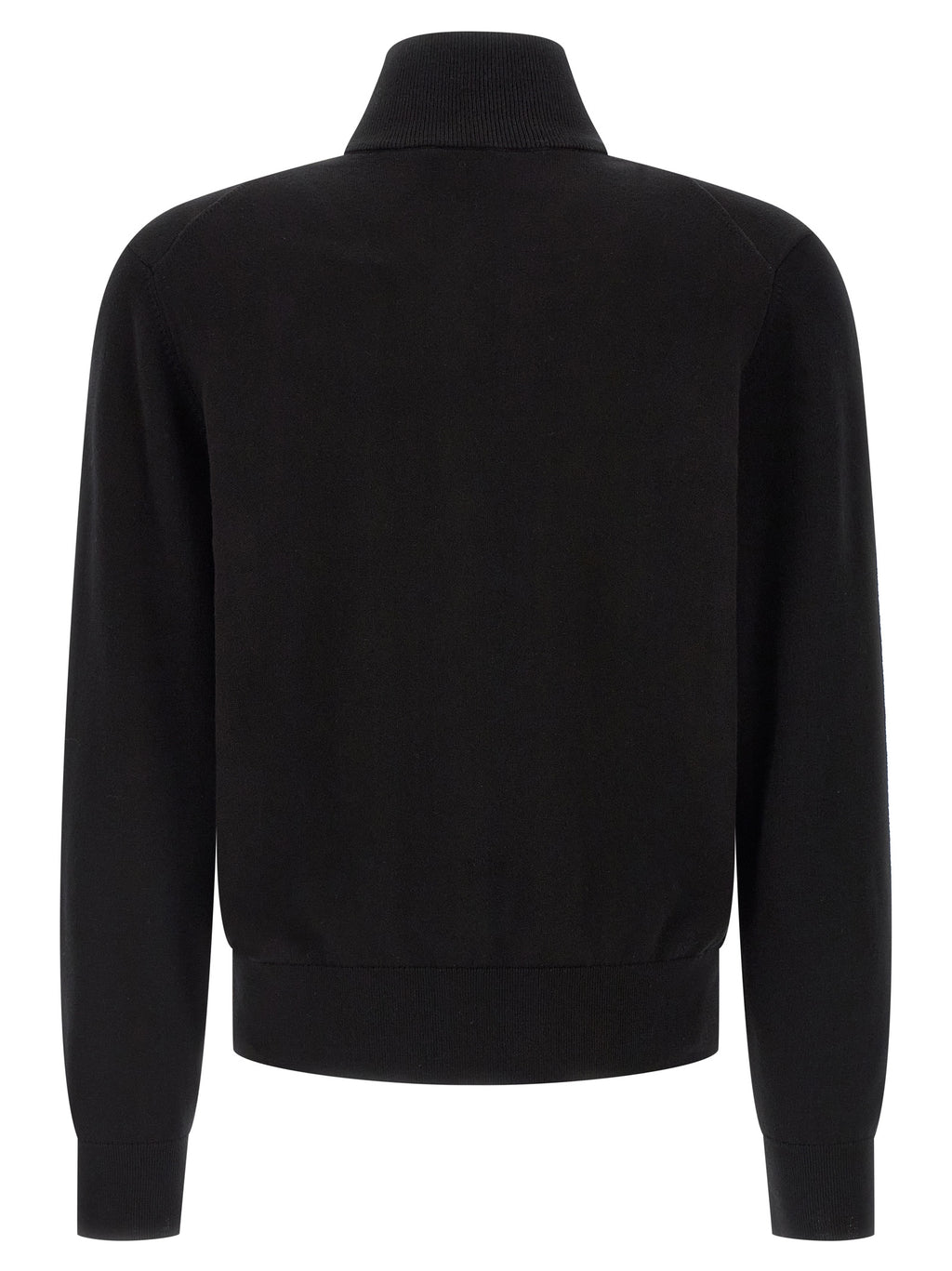 Cardigan en coton noir de la marque Hugo Boss, avec détails élégants, porté sur un fond neutre.