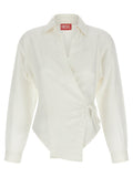 Chemise en modal blanc Diesel, style décontracté avec col et manches longues, tissu léger et confortable.