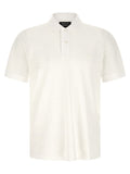 Chemise polo blanche en coton de la marque Hugo Boss, avec col et boutons, vue de face.