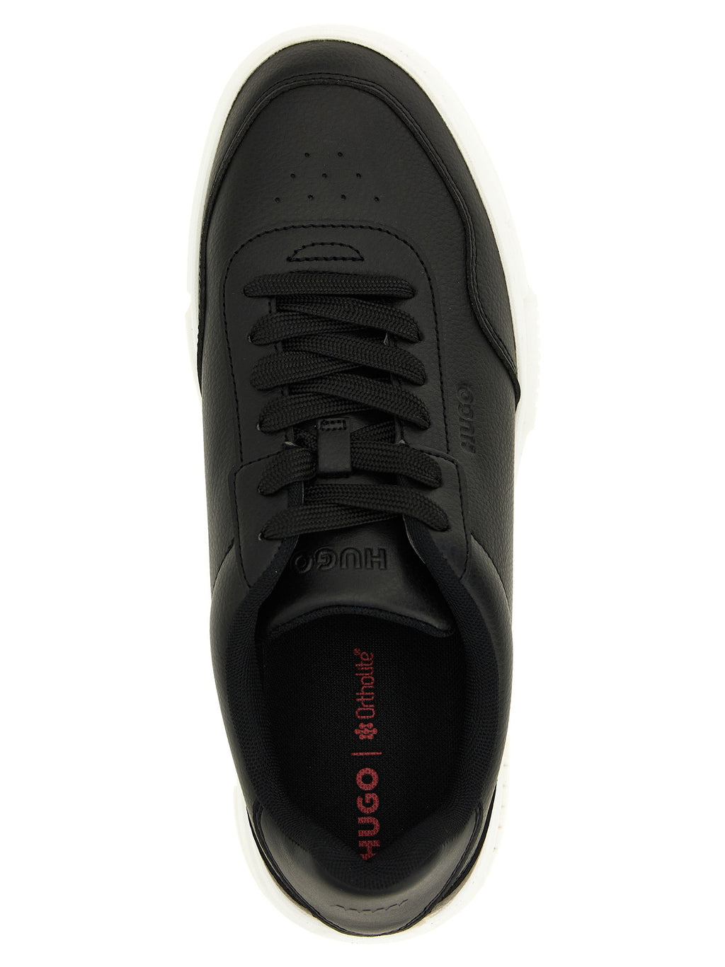 Chaussures basses en polyester noir de Hugo Boss, sneakers décontractés avec design élégant et moderne.