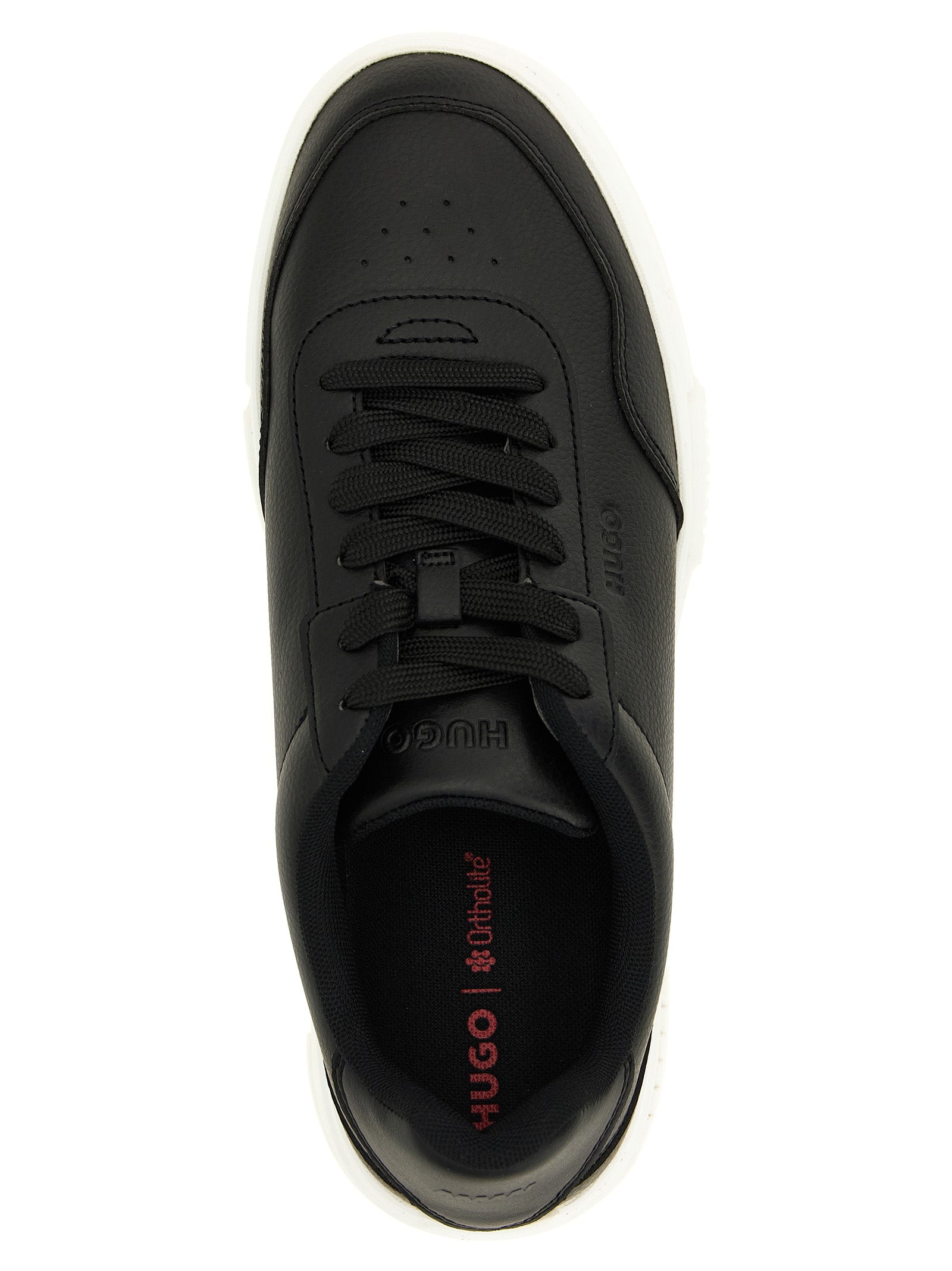 Chaussures basses en polyester noir de Hugo Boss, sneakers décontractés avec design élégant et moderne.