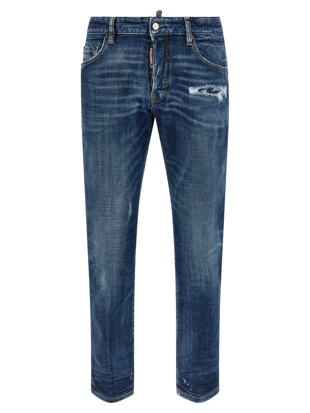 Jeans en denim bleu en coton de Dsquared², coupe classique et détails modernes visibles sur l'image.