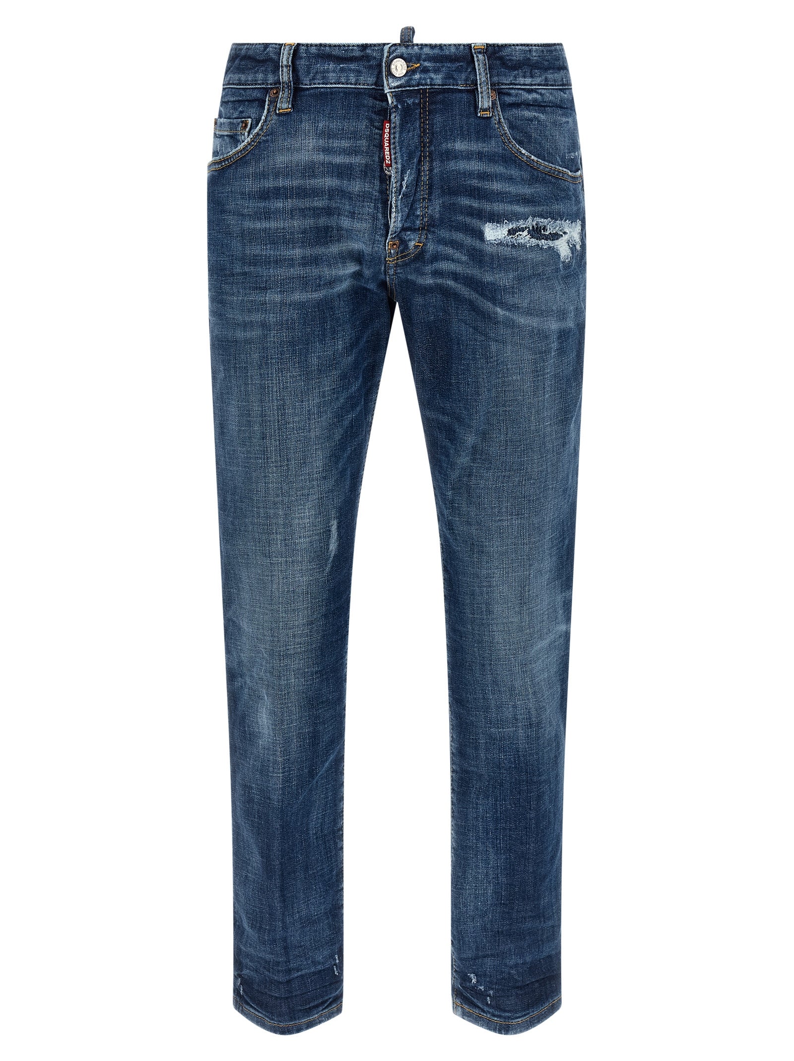 Jeans en denim bleu en coton de Dsquared², coupe classique et détails modernes visibles sur l'image.