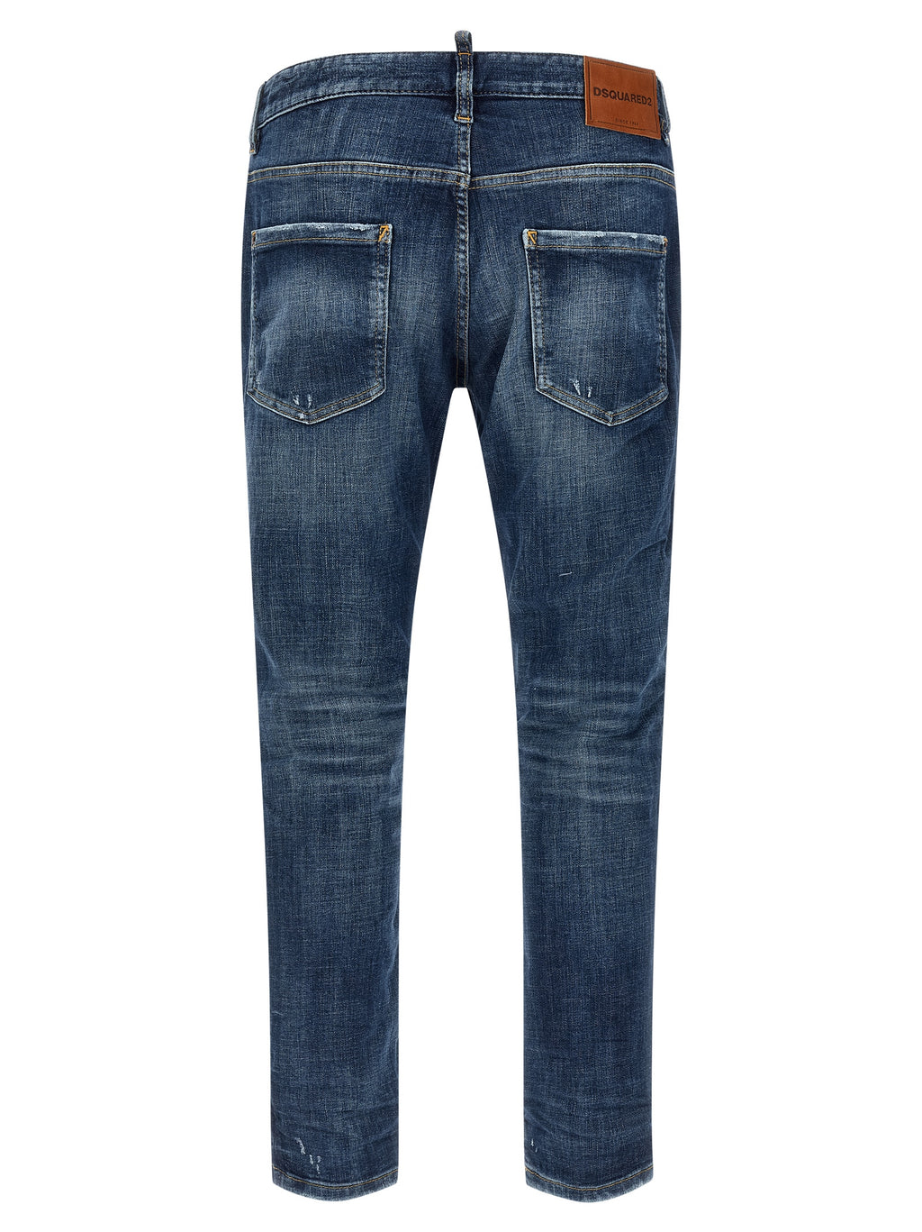 Jeans en denim en coton bleu Dsquared², coupe classique, avec détails de couture visibles.
