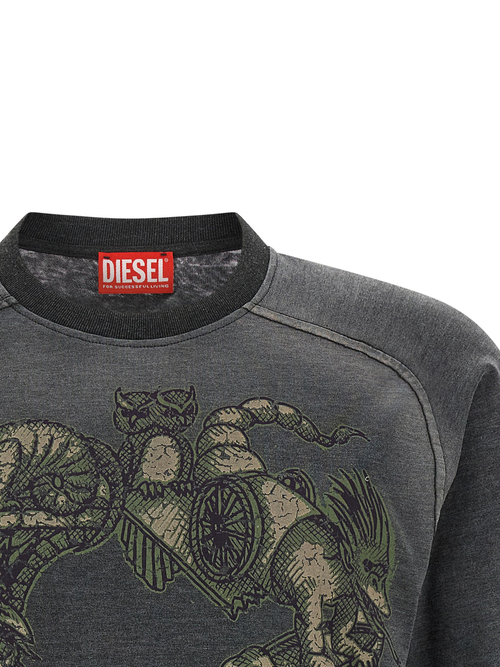 Vêtements de sport en coton gris de la marque Diesel, comprenant un sweat ou un t-shirt décontracté.