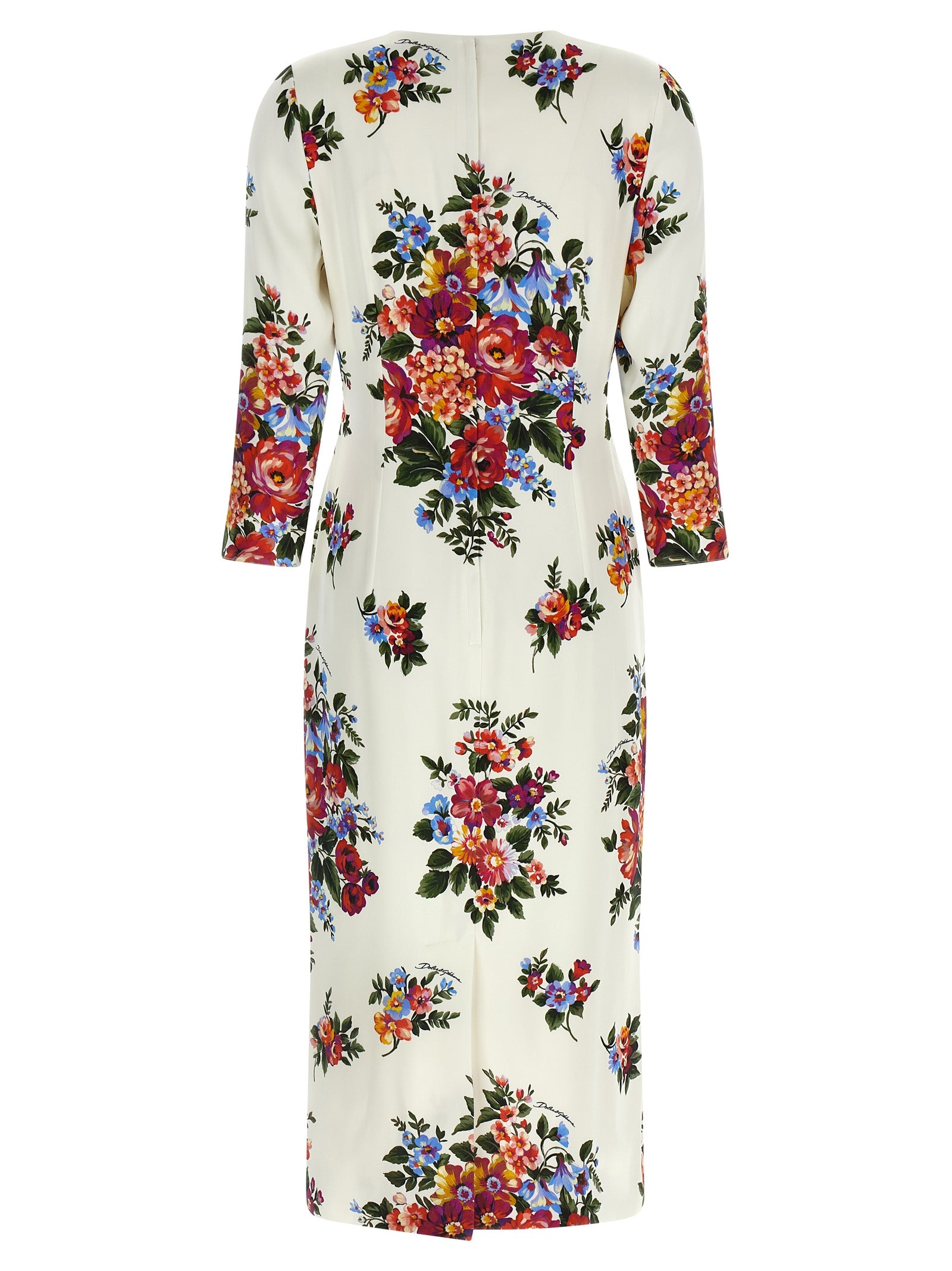 Robe midi blanche en viscose de Dolce & Gabbana, coupe élégante avec détails sophistiqués, portée sur un mannequin.