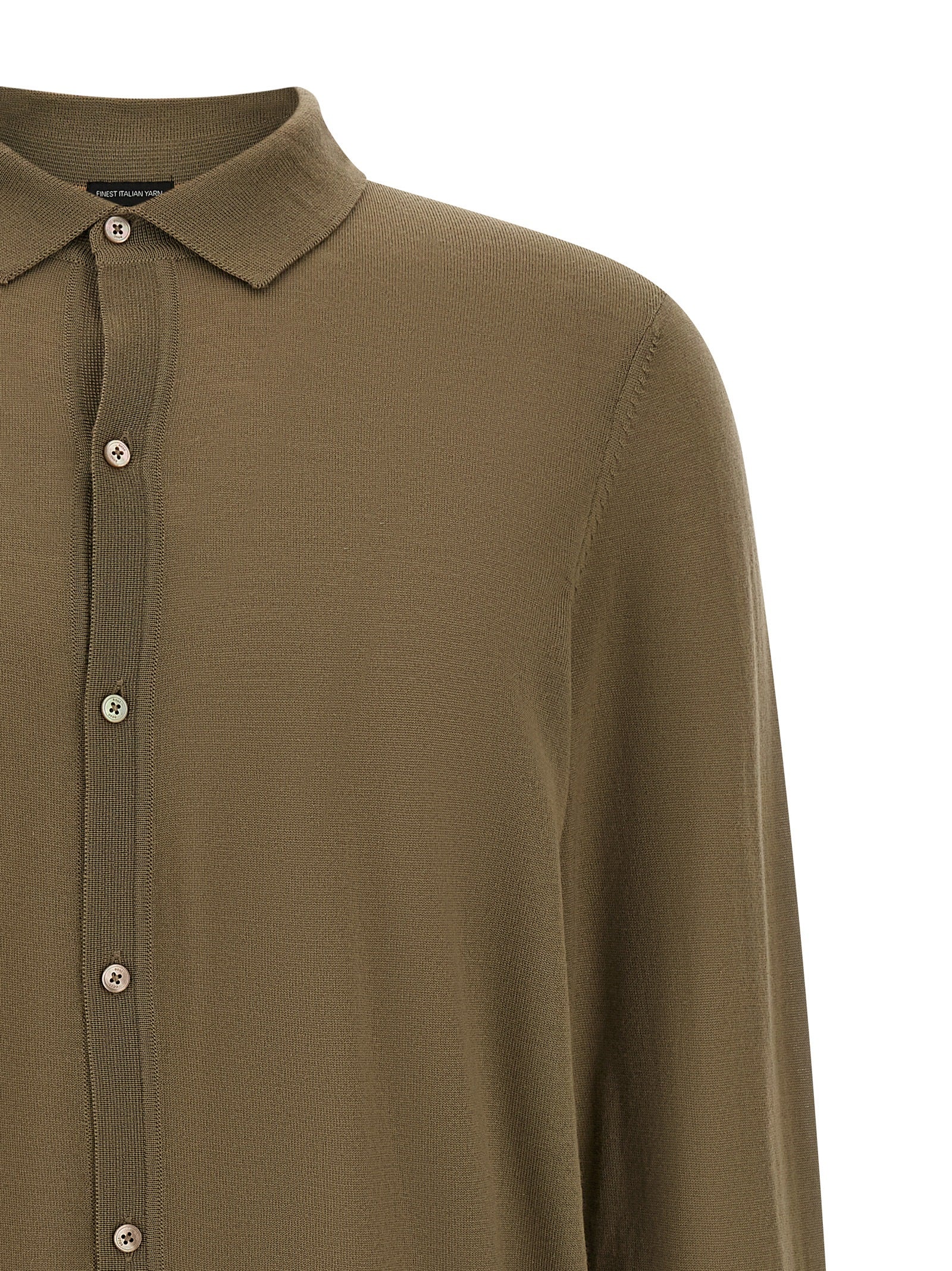 Chemise polo bicolore en laine vierge Hugo Boss, vue de face, détails du col et du design élégant.
