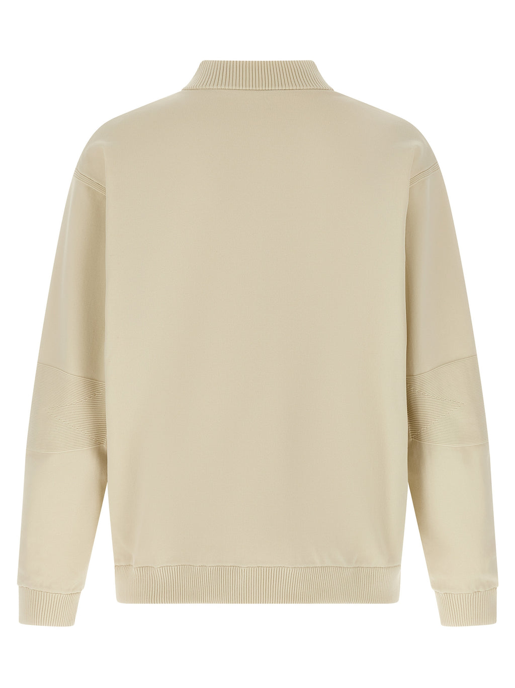 Veste bomber beige en polyamide de Hugo Boss, vue de face avec détails de fermeture éclair et col côtelé.
