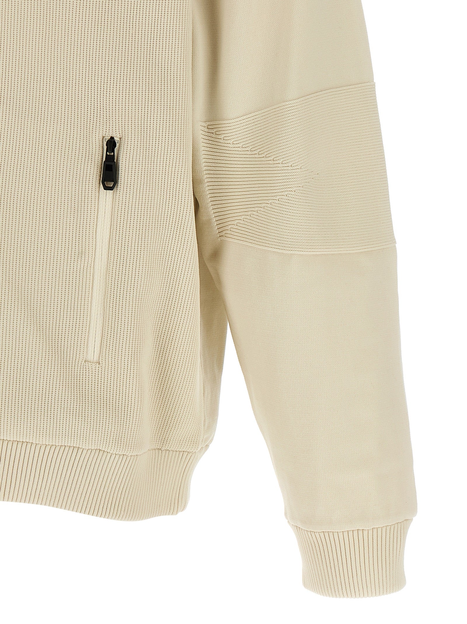 Veste bomber beige en polyamide de Hugo Boss, visible avec fermeture éclair et col côtelé.