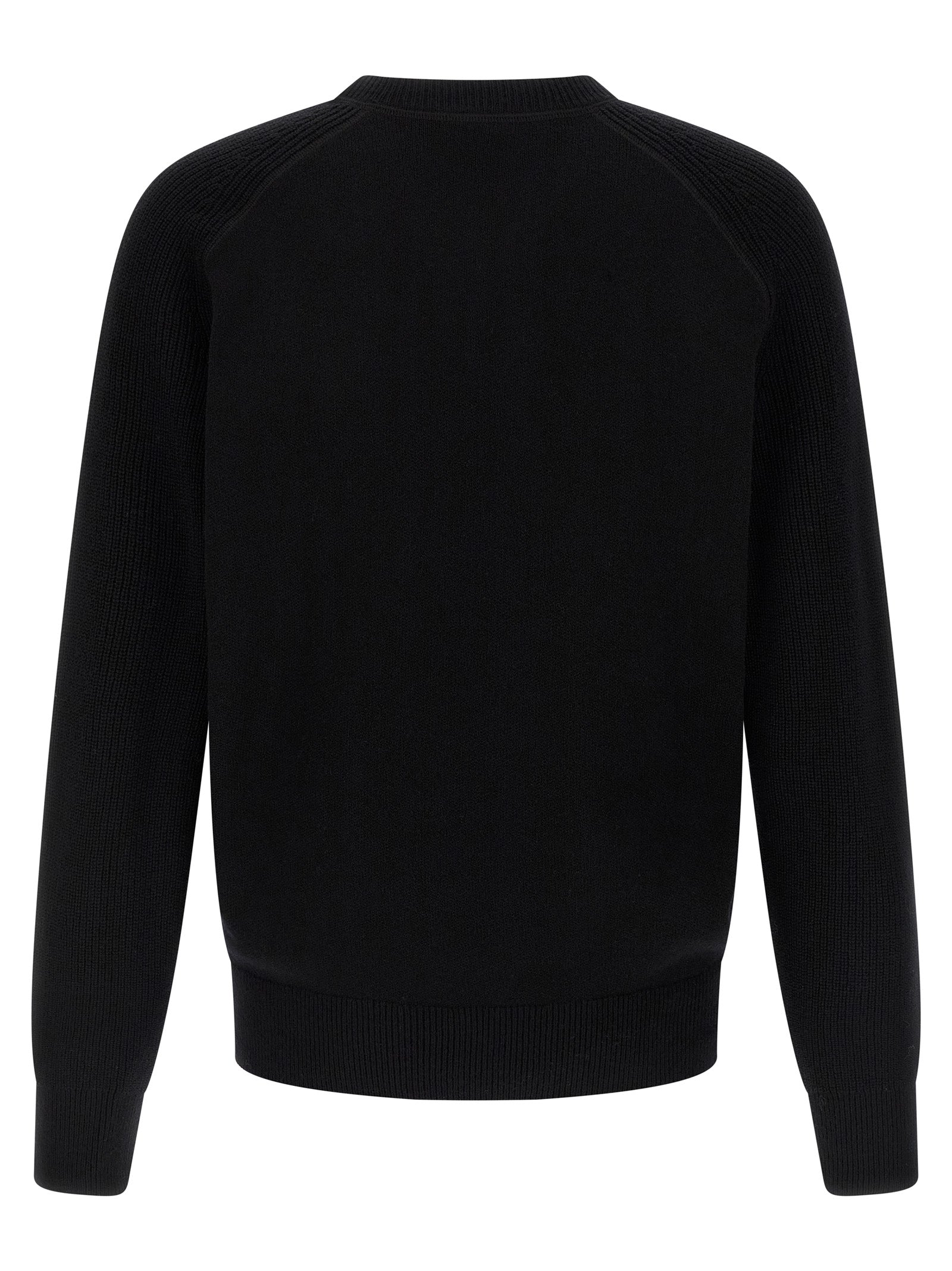 Cardigan en laine vierge noire de Hugo Boss, coupe classique avec boutons, porté sur mannequin.