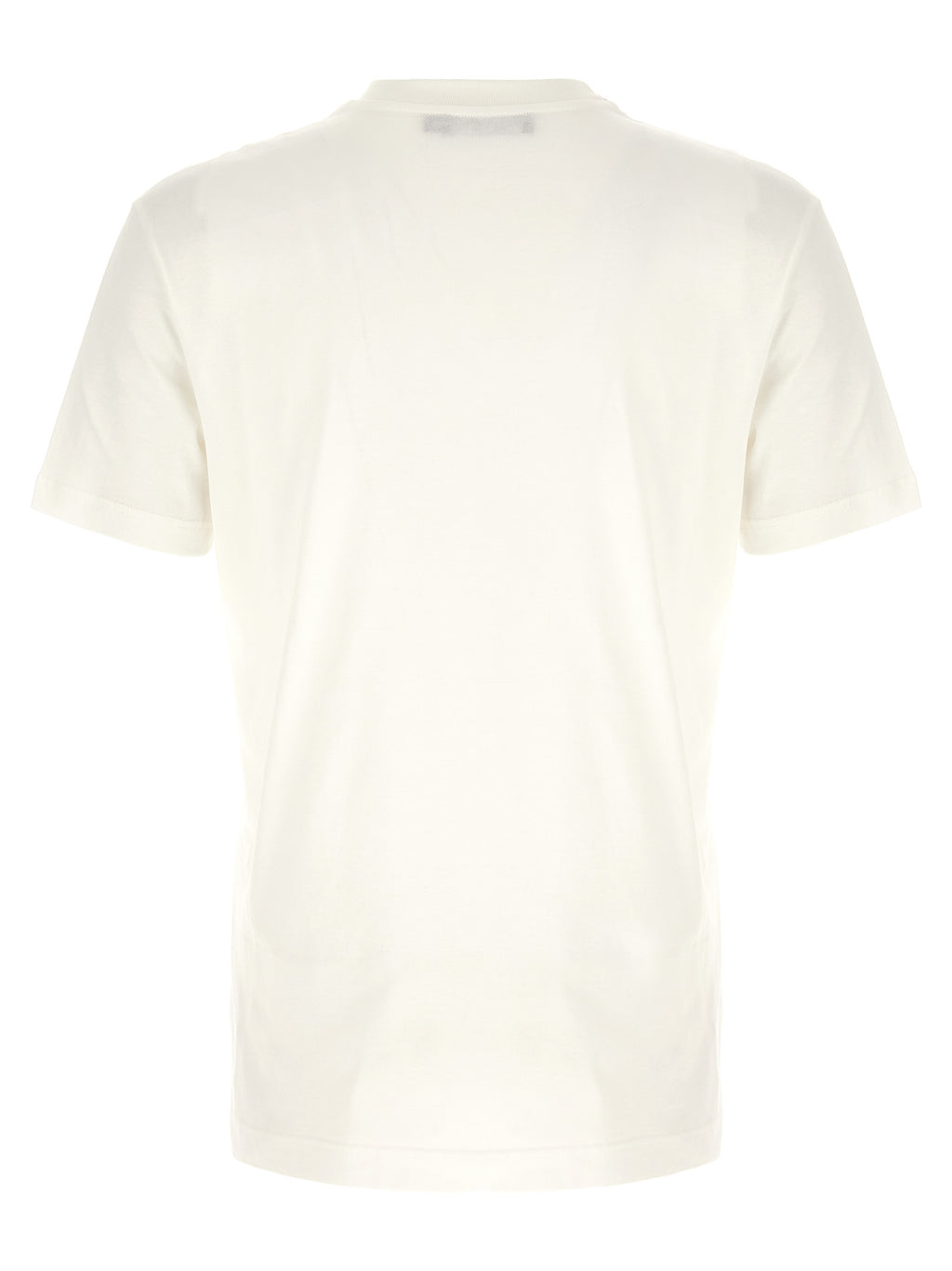 T-shirt blanc en coton de Dolce & Gabbana, vêtement décontracté avec logo de la marque, porté en style casual.