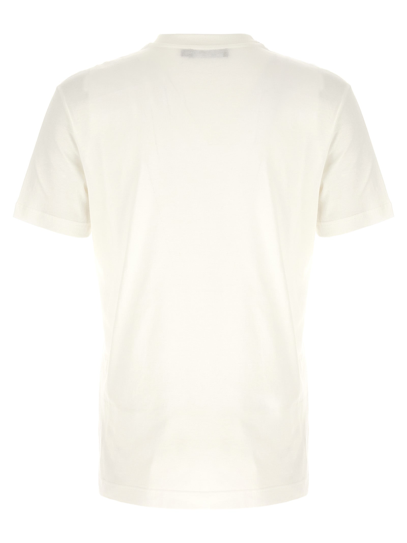 T-shirt blanc en coton de Dolce & Gabbana, vêtement décontracté avec logo de la marque, porté en style casual.
