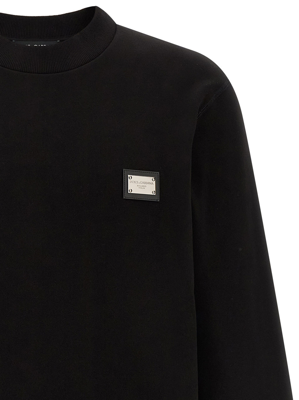 Sweat-shirt en coton noir de Dolce & Gabbana, style décontracté avec logo de la marque visible sur la poitrine.