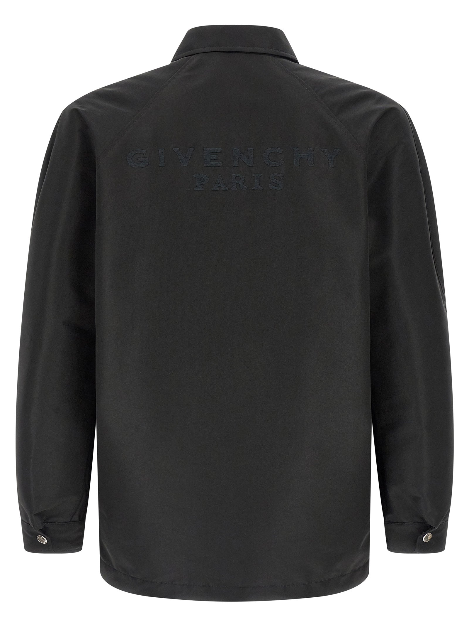Veste en polyester noire de la marque Givenchy, style moderne avec coupe ajustée et détails élégants.
