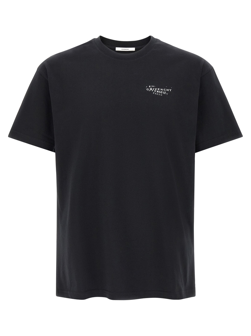 T-shirt noir en coton Givenchy, coupe classique, vue de face avec logo discret au centre.