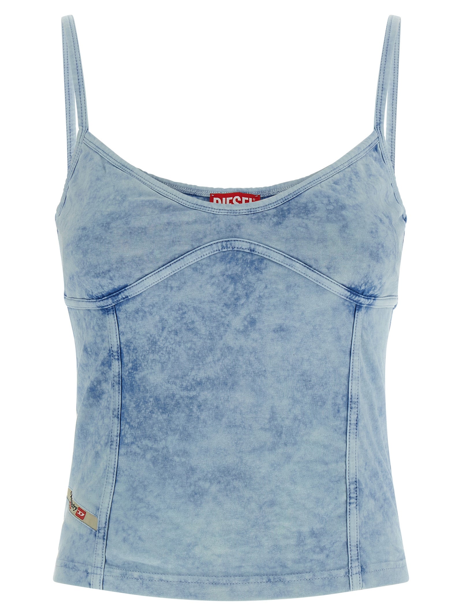 Haut en coton bleu de la marque Diesel, doux et confortable, avec coupe décontractée et détails modernes.