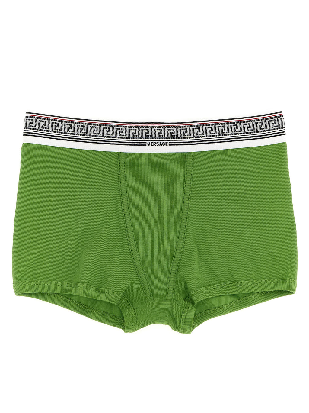 Caleçons bicolores en coton de la marque Versace, avec logo distinctif et design élégant.