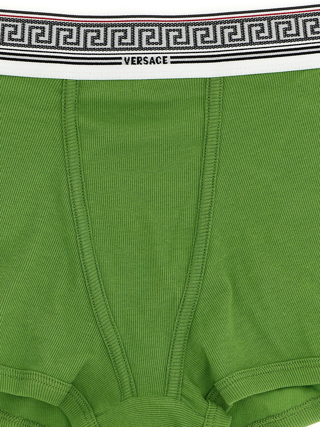 Culotte bicolore en coton de la marque Versace, avec logo distinctif et design élégant, vue sur le produit.