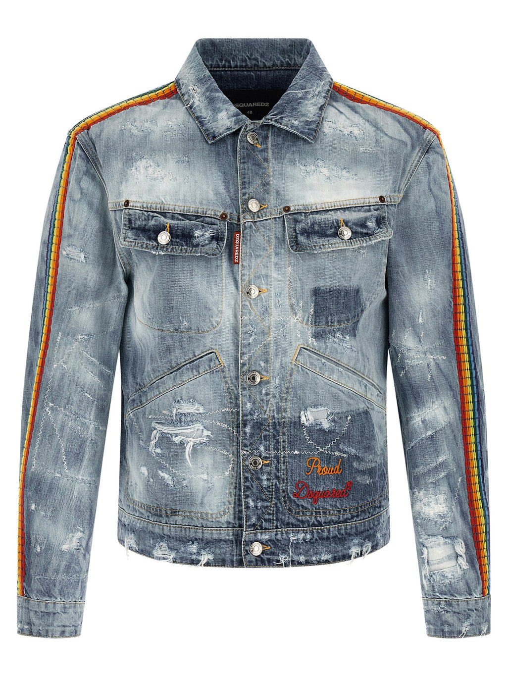 Veste en jean en coton bleu de Dsquared², style décontracté avec détails classiques, vue en gros plan.