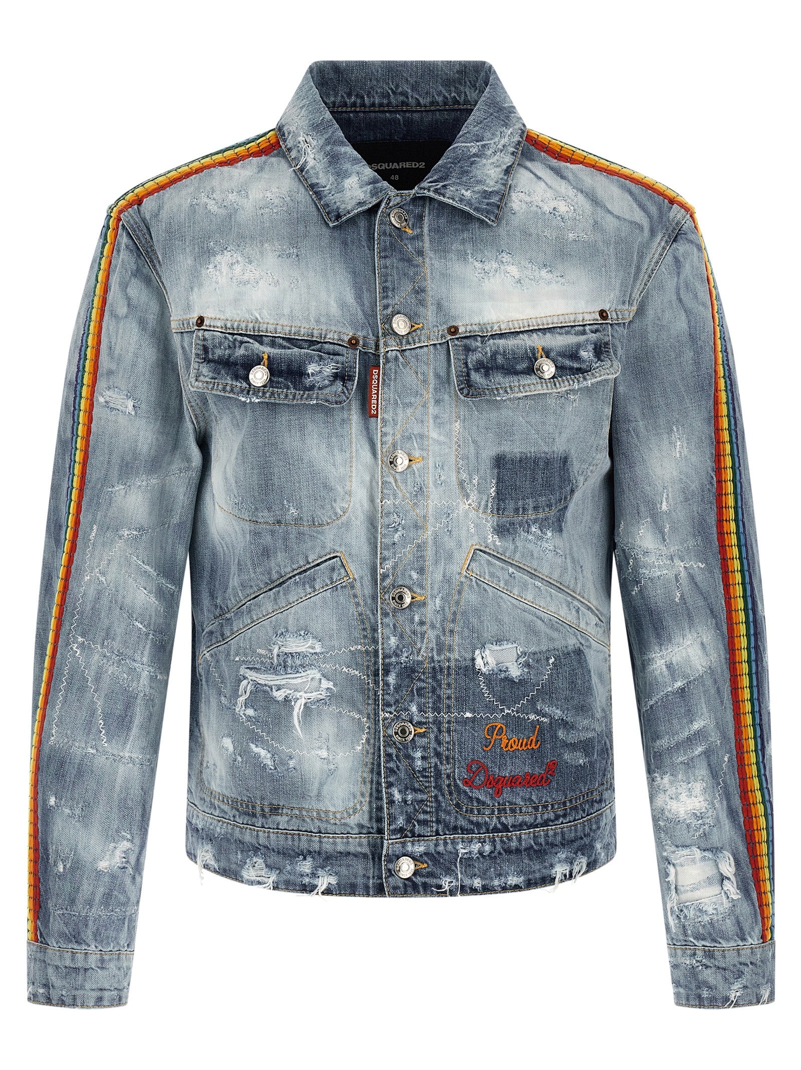Veste en jean en coton bleu de Dsquared², style décontracté avec détails classiques, vue en gros plan.