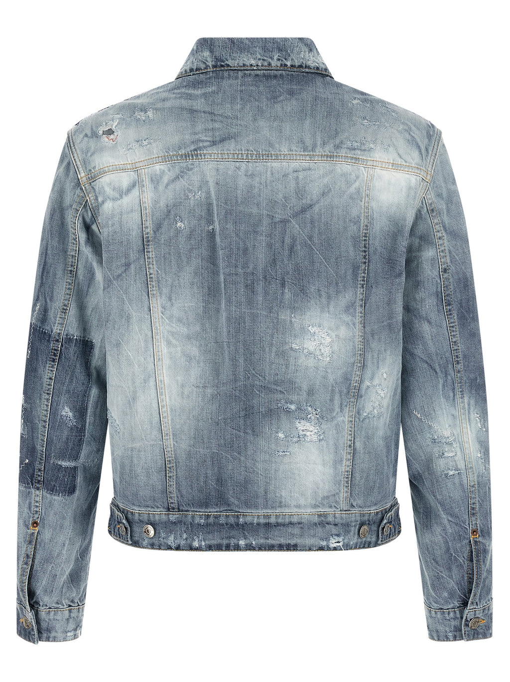 Veste en denim en coton bleu de Dsquared², style décontracté avec détails modernes, vue de face sur un mannequin.