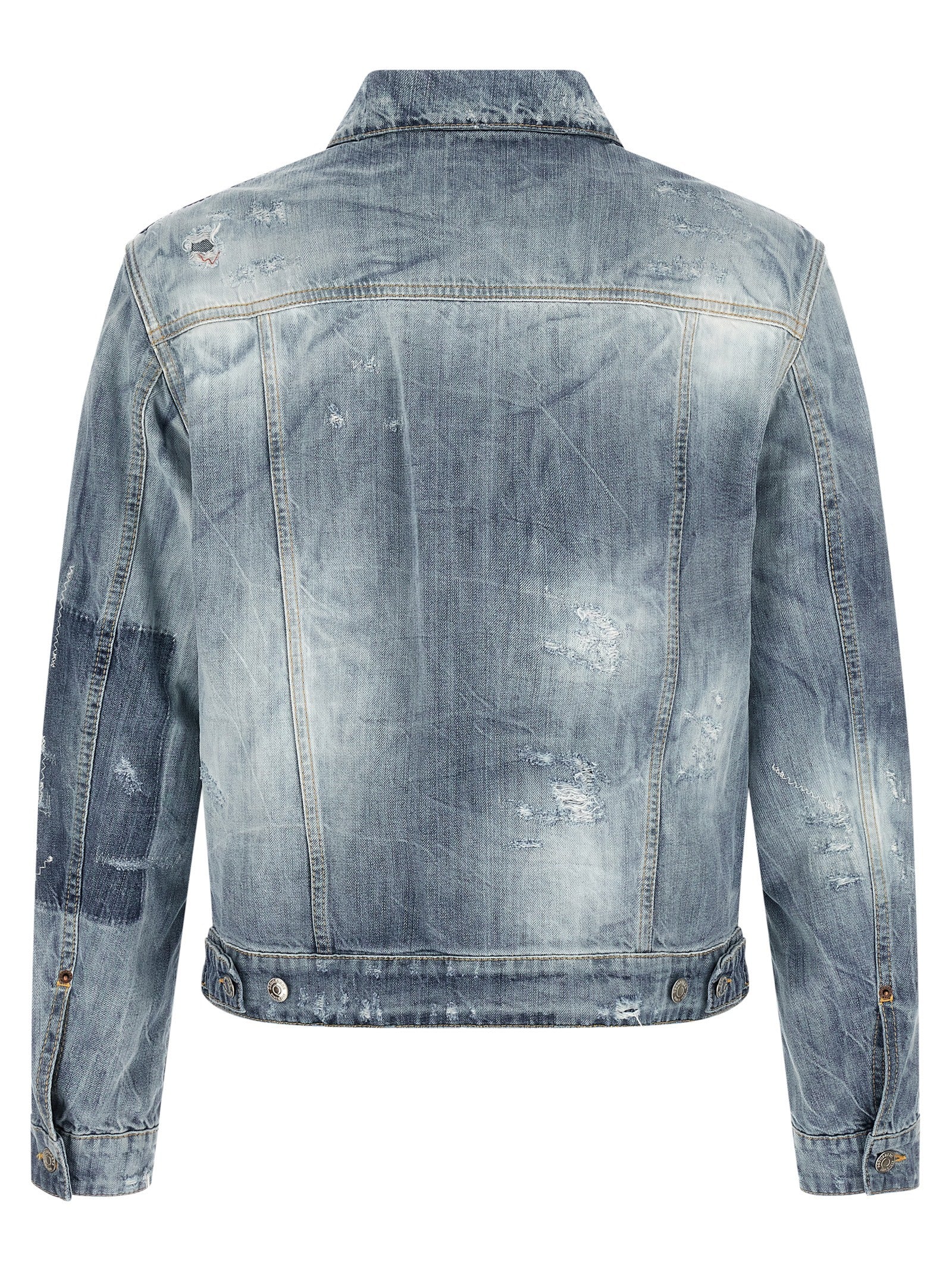 Veste en denim en coton bleu de Dsquared², style décontracté avec détails modernes, vue de face sur un mannequin.
