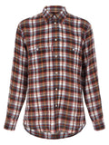 Blouse en lin multicolore Dsquared² avec manches longues et col en V, portée décontractée et élégante.
