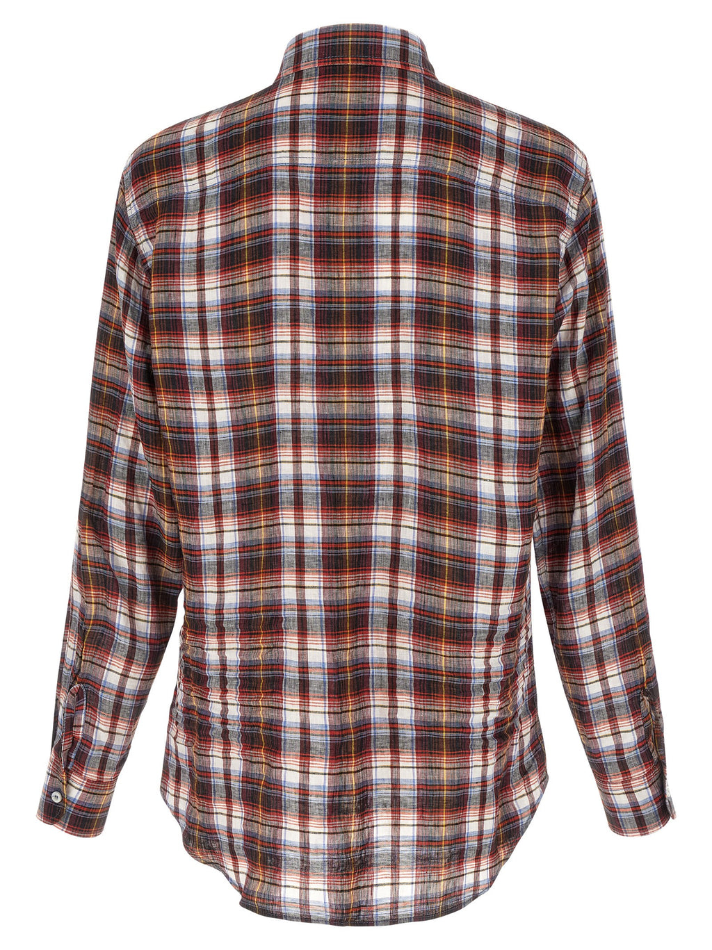 Blouse en lin multicolore Dsquared² avec manches longues et col en V, portée sur un mannequin.