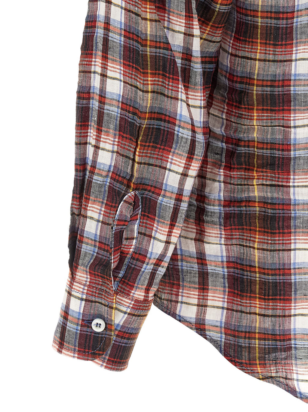 Blouse en lin multicolore Dsquared², design élégant avec motifs colorés, manches longues et col classique.