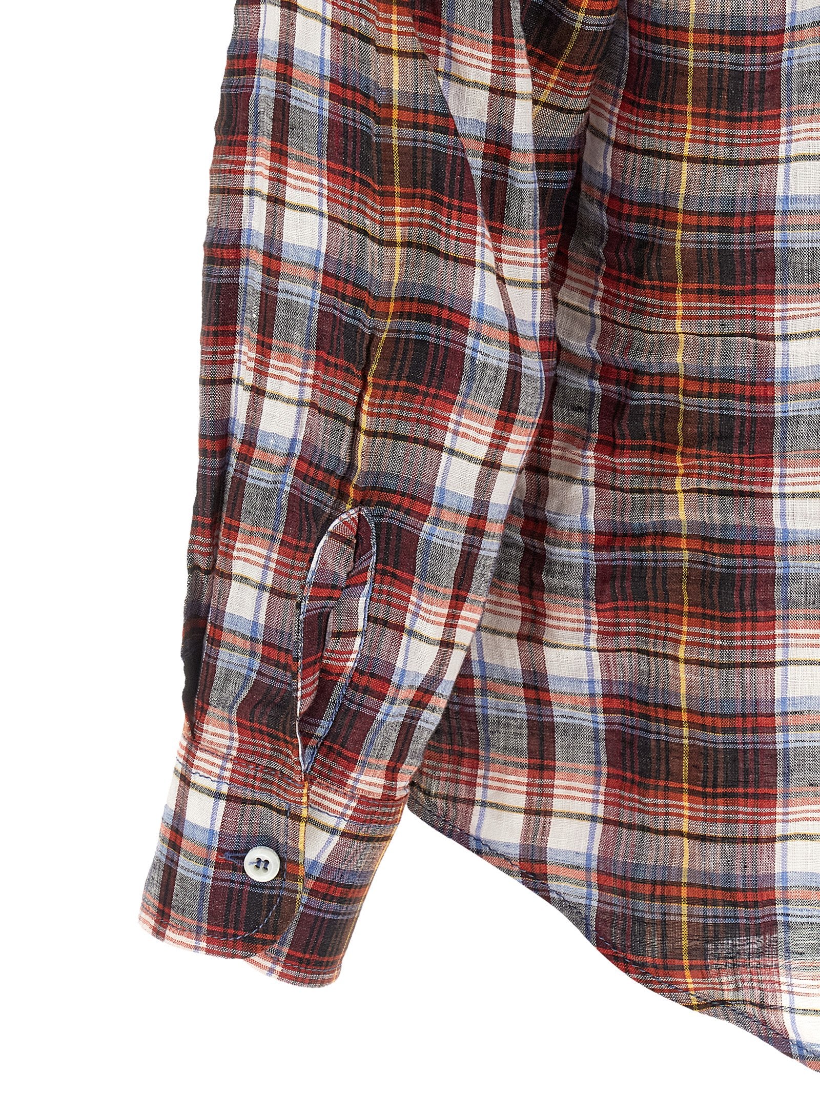 Blouse en lin multicolore Dsquared², design élégant avec motifs colorés, manches longues et col classique.