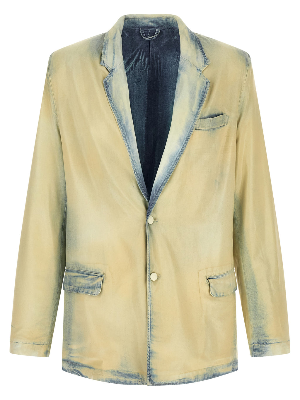 Blazer beige en lyocell de la marque Diesel, veste élégante avec coupe moderne, visible en détail sur l'image.