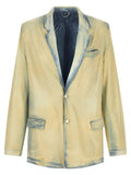 Blazer beige en lyocell de la marque Diesel, veste élégante avec coupe moderne, visible en détail sur l'image.