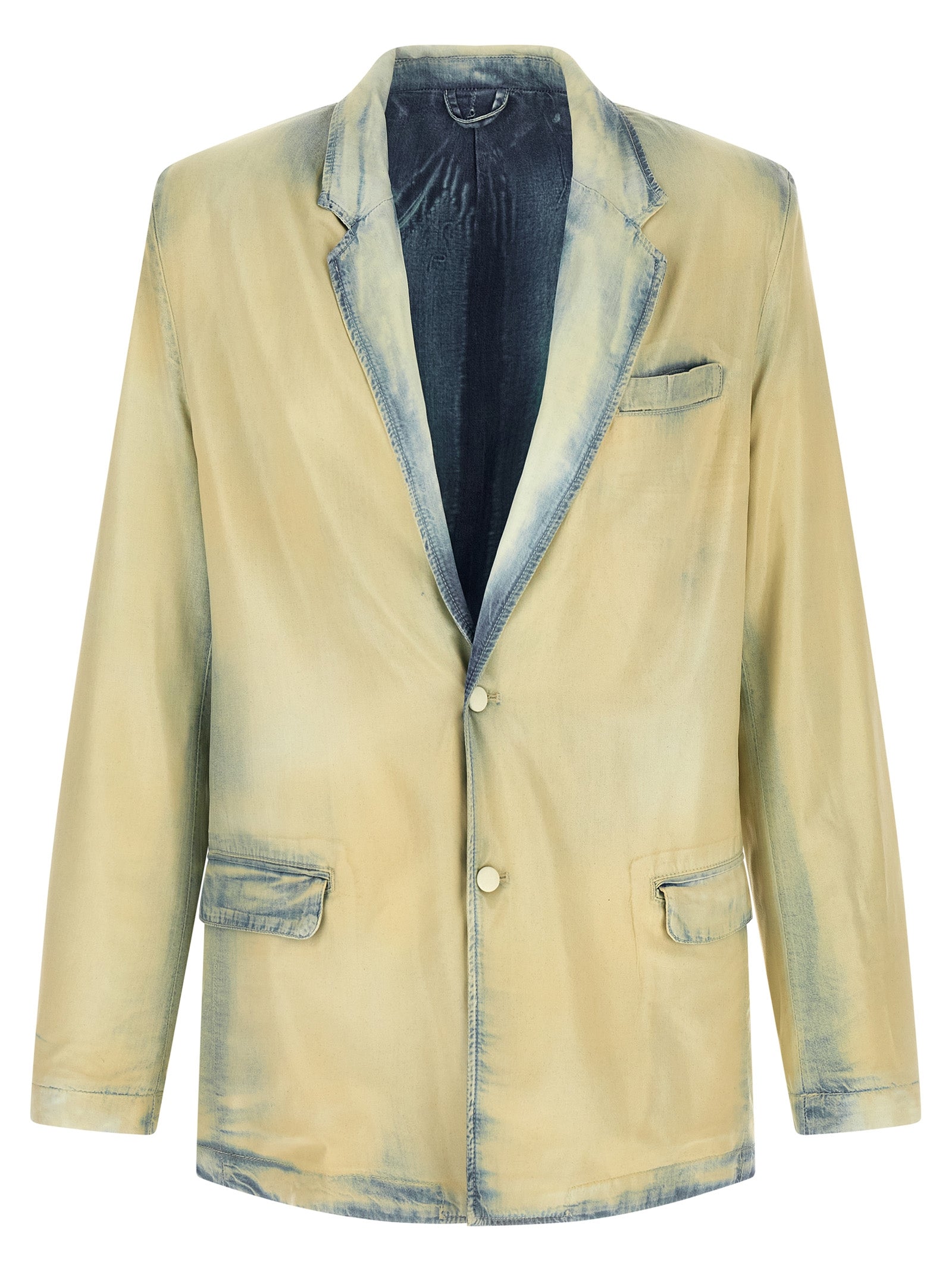 Blazer beige en lyocell de la marque Diesel, veste élégante avec coupe moderne, visible en détail sur l'image.