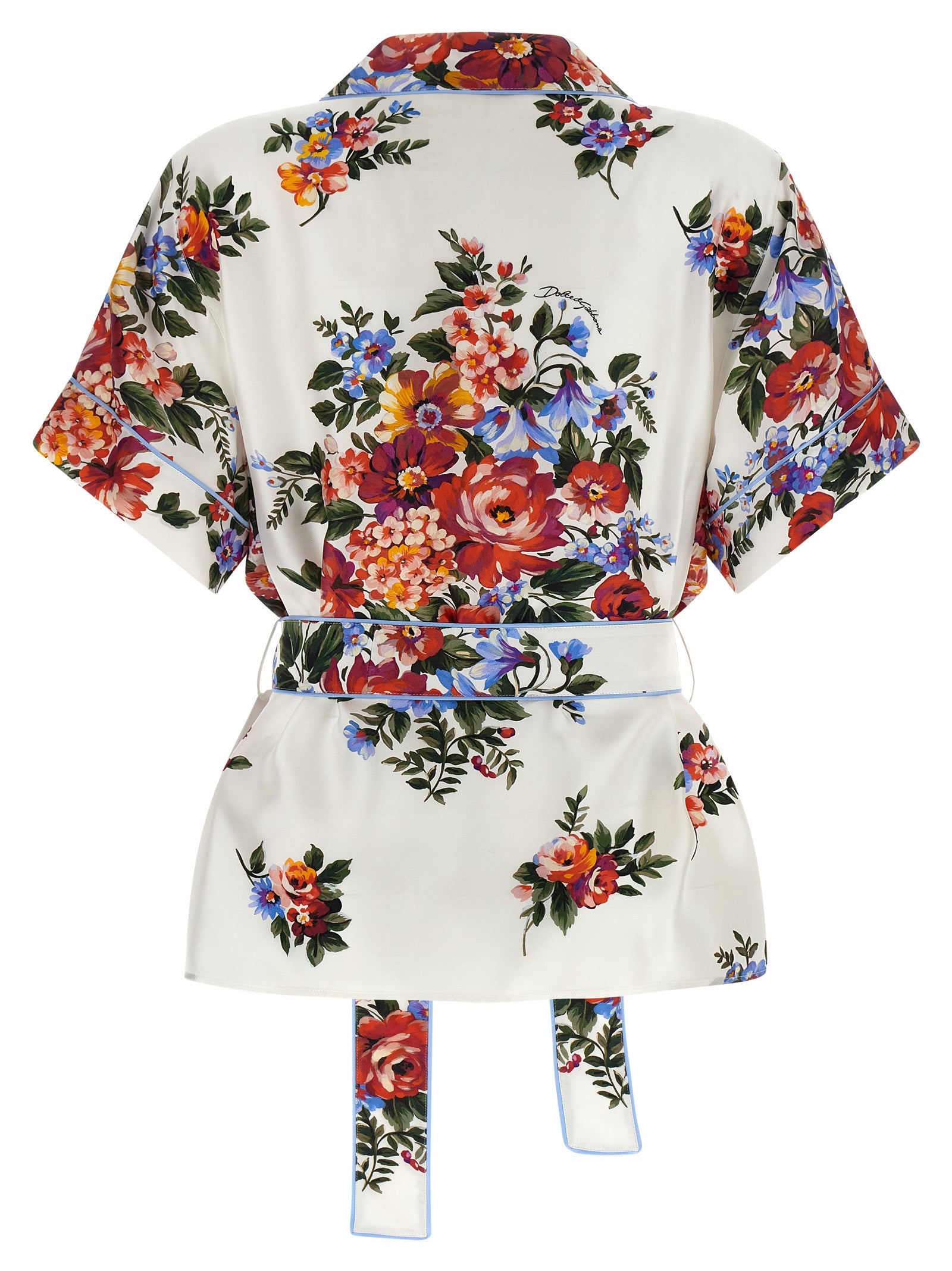 Chemise en soie blanche Dolce & Gabbana, élégante blouse en tissu léger avec col classique et manches longues.