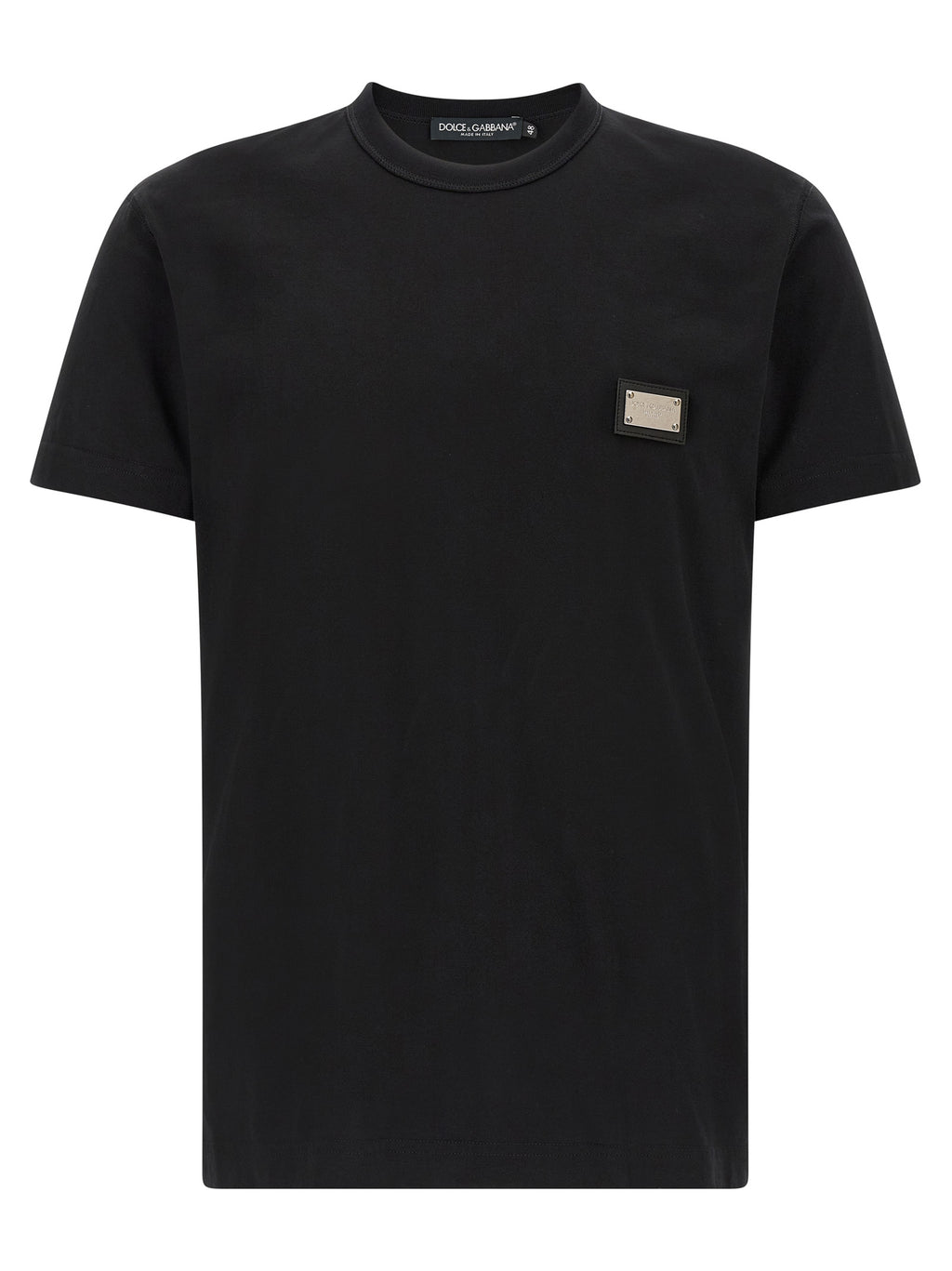 T-shirt en coton noir Dolce & Gabbana, coupe classique, avec logo discret sur la poitrine, vue de face.