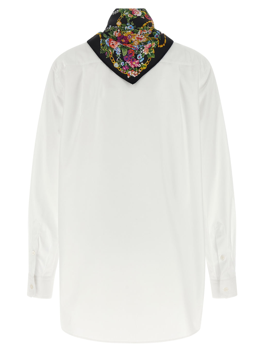 Chemise en coton blanc Dolce & Gabbana avec détails élégants, manches longues et col classique, vue de face.