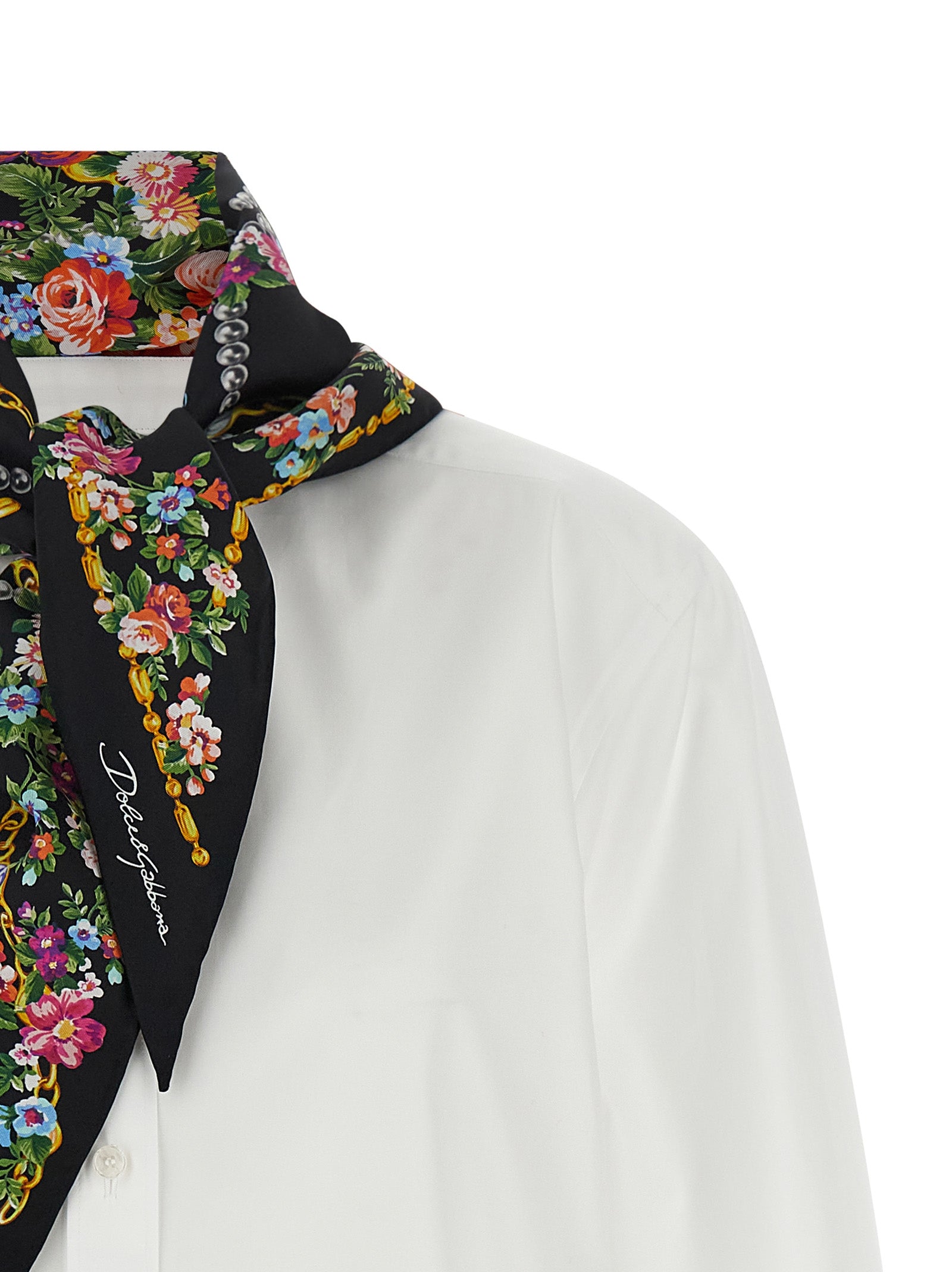 Blouse en coton blanche Dolce & Gabbana avec détails élégants, manches longues et coupe classique.