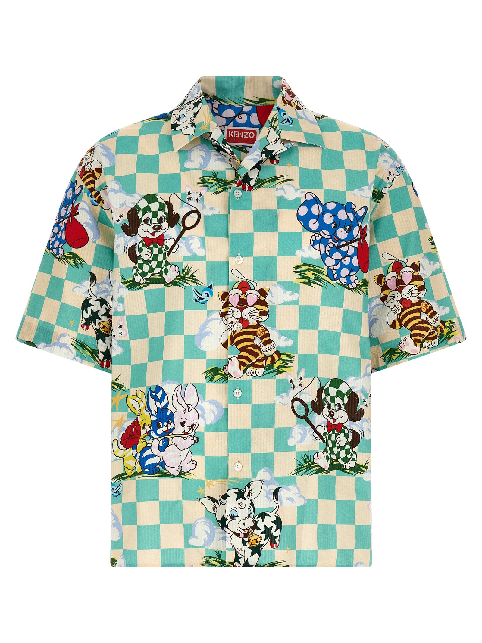 Chemisier en coton multicolore de la marque Kenzo, avec un motif coloré et un style élégant visible sur l'image.