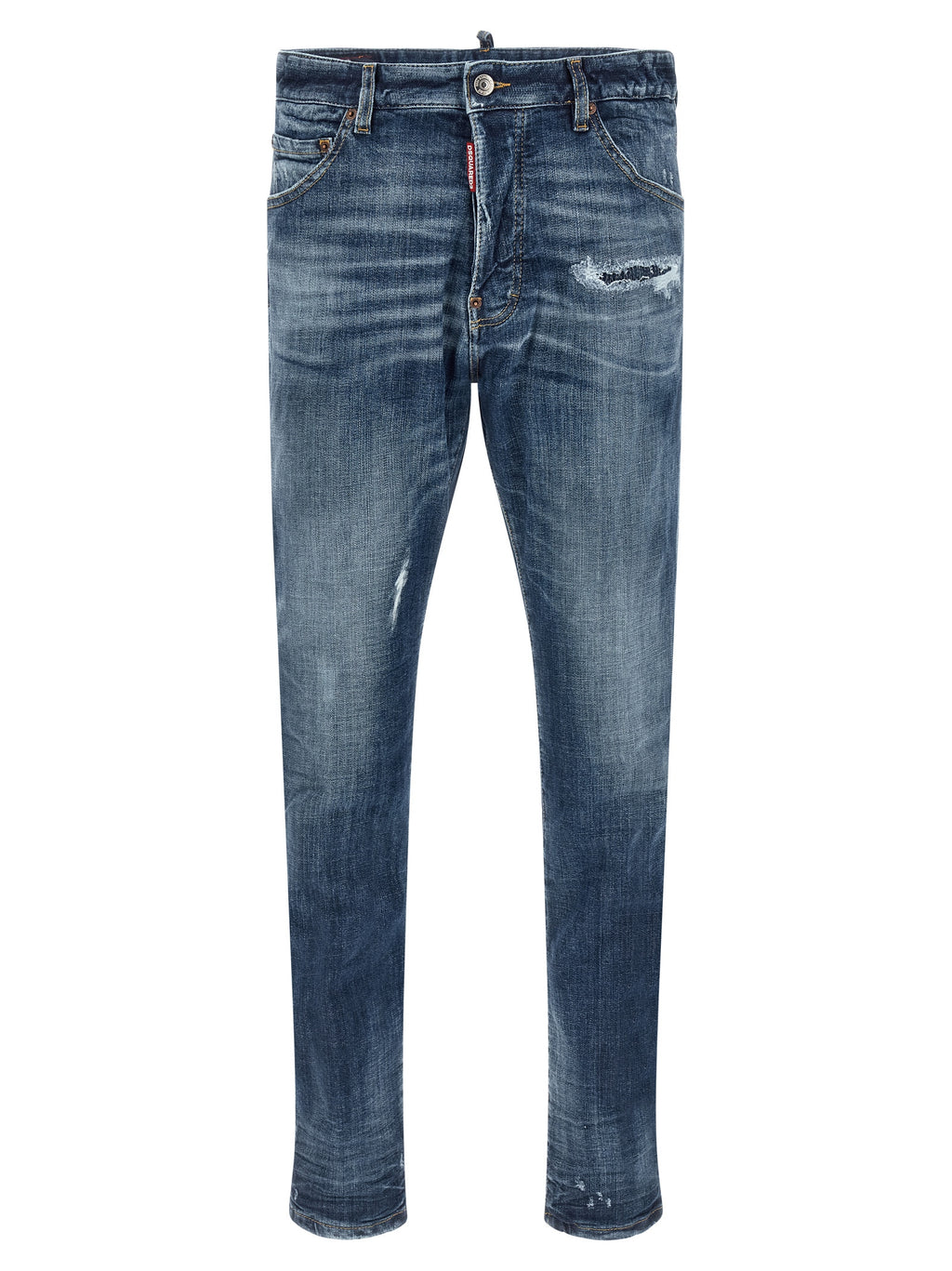 Jeans slim en coton bleu de Dsquared², coupe ajustée, avec détails modernes visibles sur l'image.