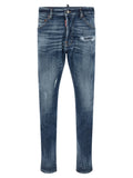 Jeans slim en coton bleu de Dsquared², coupe ajustée, avec détails modernes visibles sur l'image.