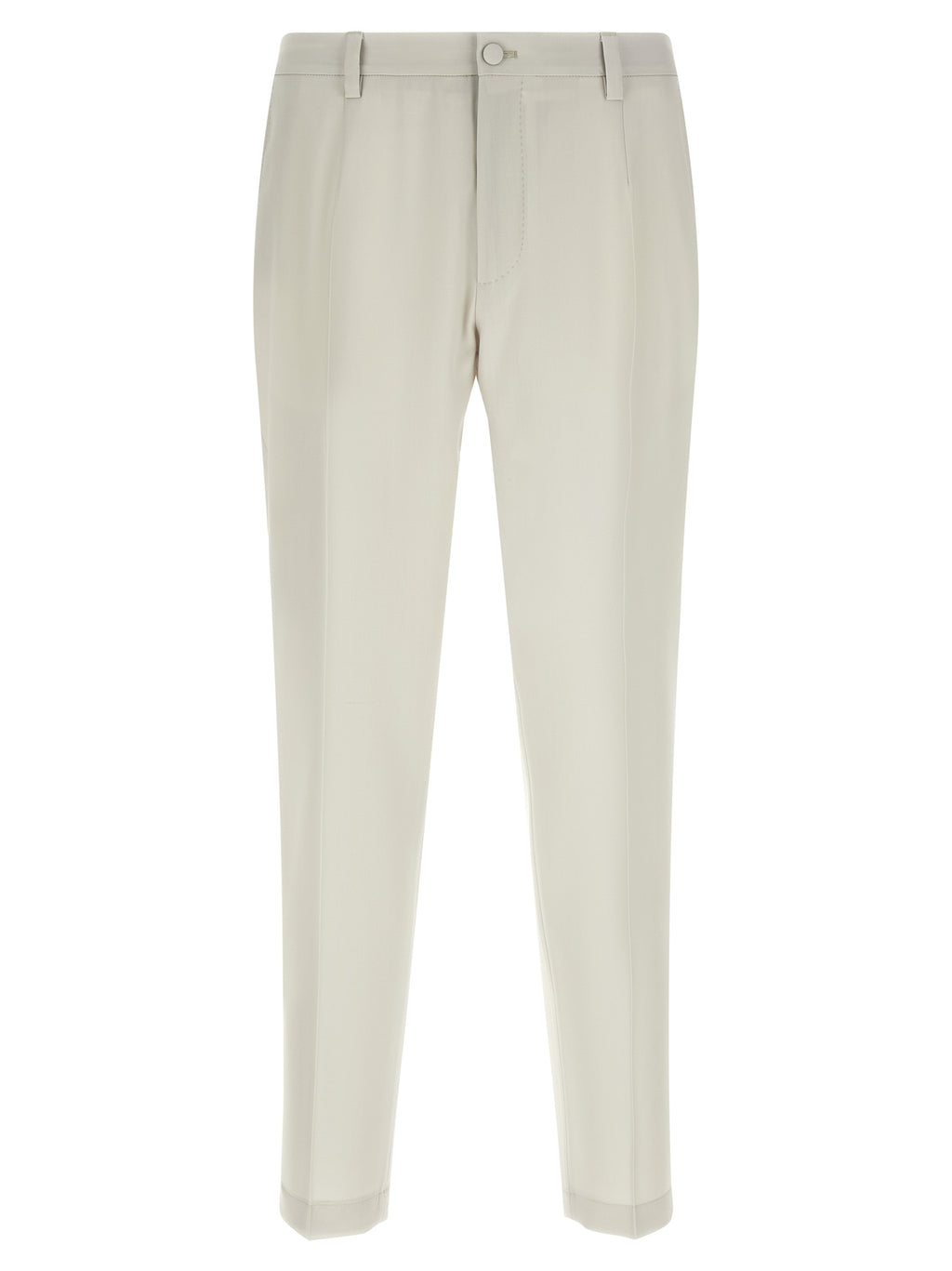 Pantalon beige en laine vierge de Dolce & Gabbana, style élégant et classique pour femme, visible en détail.