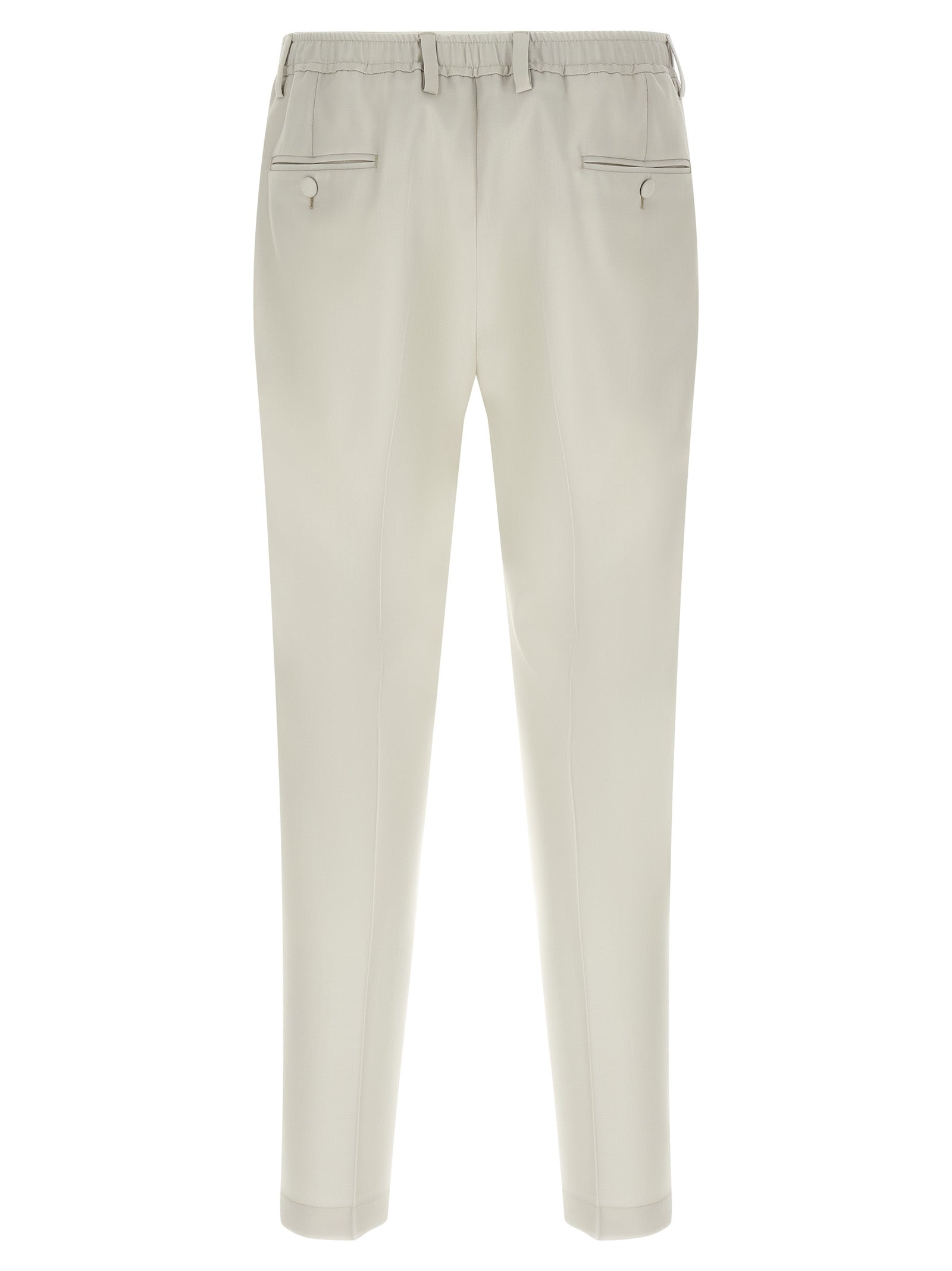 Pantalons de costume beige en laine vierge de Dolce & Gabbana, coupe classique pour homme élégante.