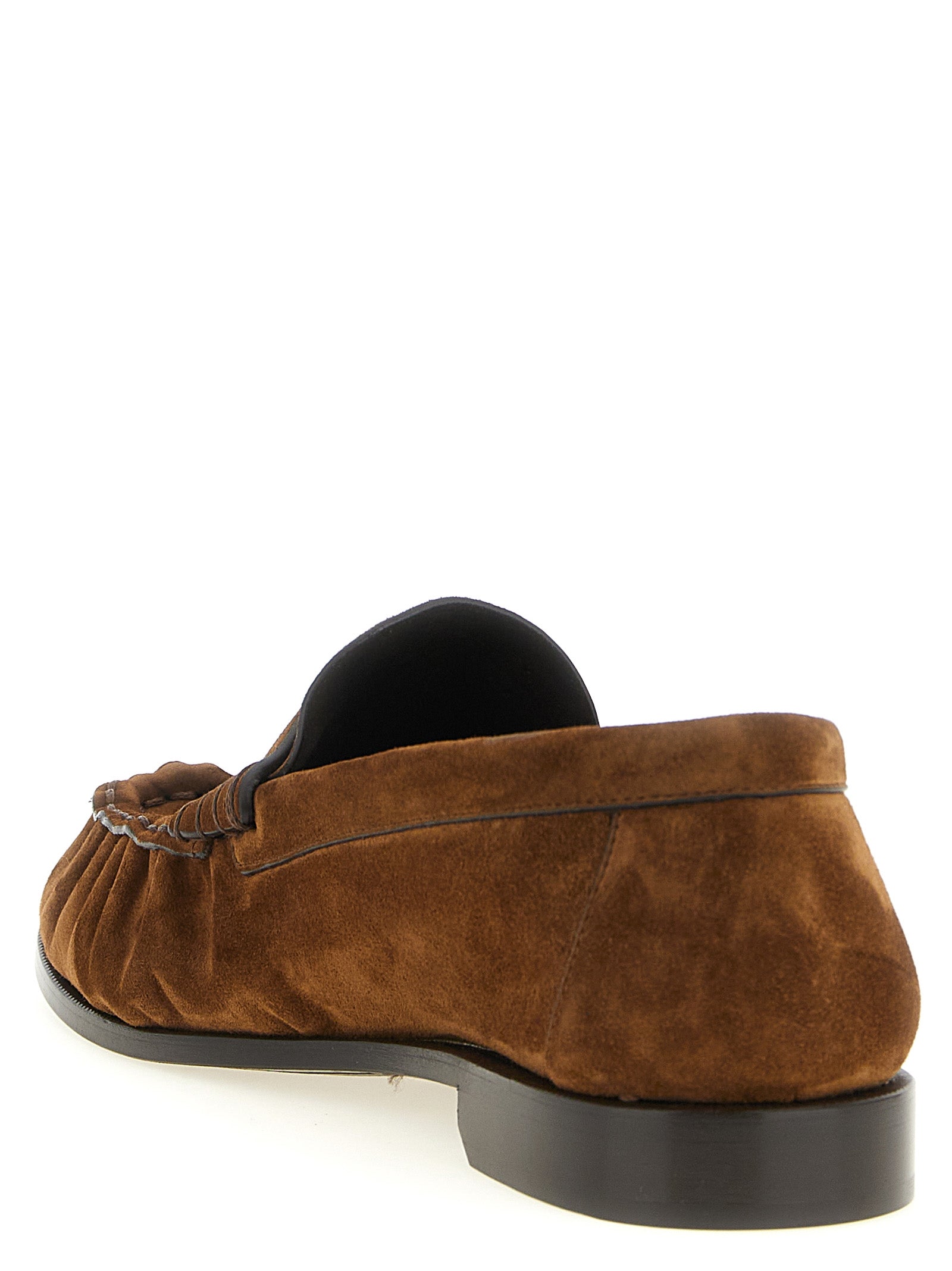 Saint Laurent Brown Calfskin Slip-On Loafers