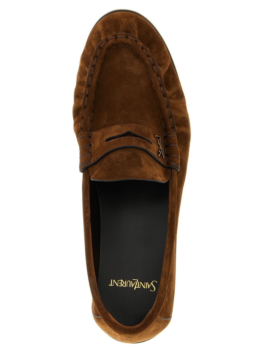 Saint Laurent Brown Calfskin Slip-On Loafers